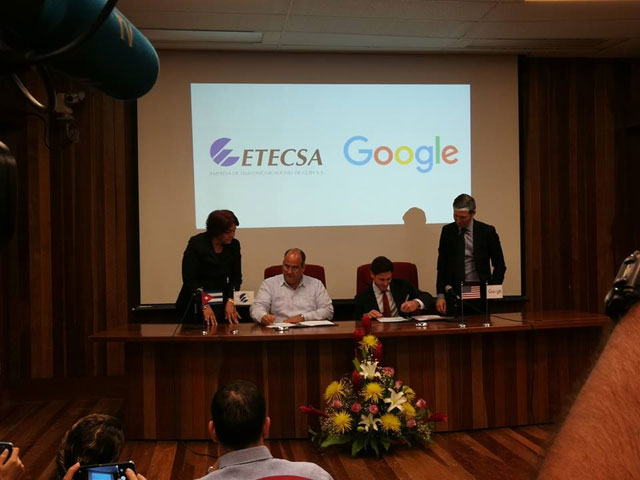 Firman ETECSA y Google Memorándum de Entendimiento